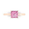 thumbnail image 1 of 1.5 ct Asscher Cut Simulated Pink Diamond Solitaire 18K Rose Gold Womens Engagement Ring, 1 of 5