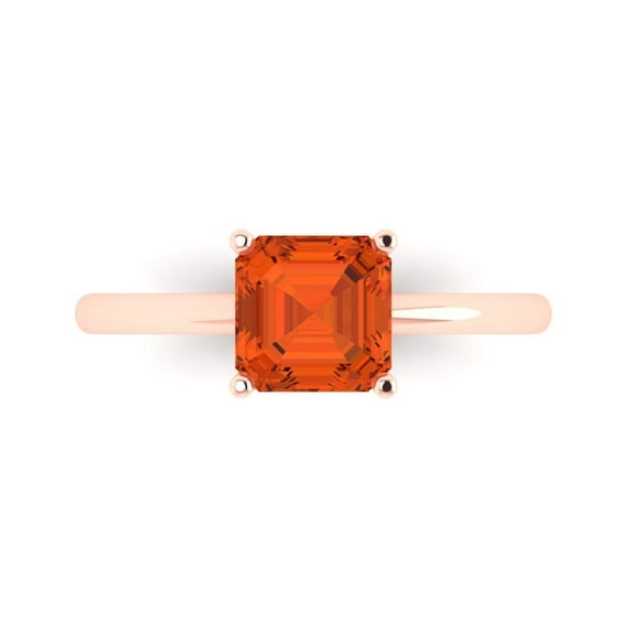 1.5 ct Asscher Cut Simulated Red Diamond Solitaire Engagement Ring for Women in 18K Rose Gold