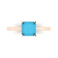 thumbnail image 1 of 1.5 ctw Solitaire Anniversary Ring for Women | Asscher Cut Simulated Turquoise | Hyperallergenic Solid 18K Rose Gold, 1 of 5