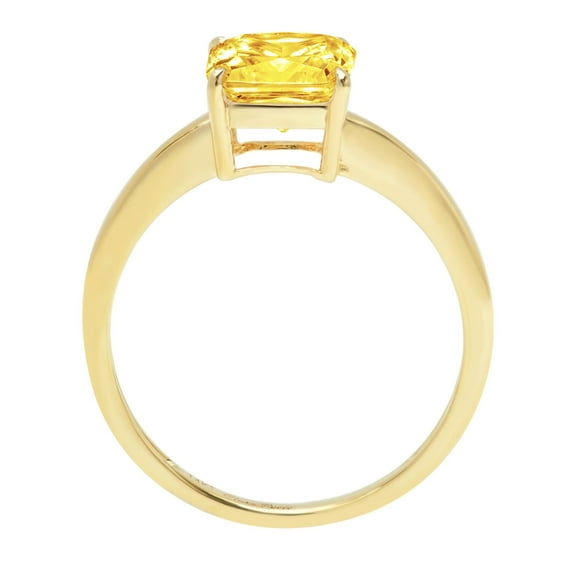 1.5 ct Asscher Cut Simulated Yellow Diamond Solitaire Engagement Ring for Women in 14K Yellow Gold