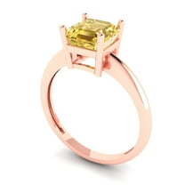 1.5 ct Asscher Cut Yellow Moissanite Solitaire Engagement Ring for Women in 14K Rose Gold