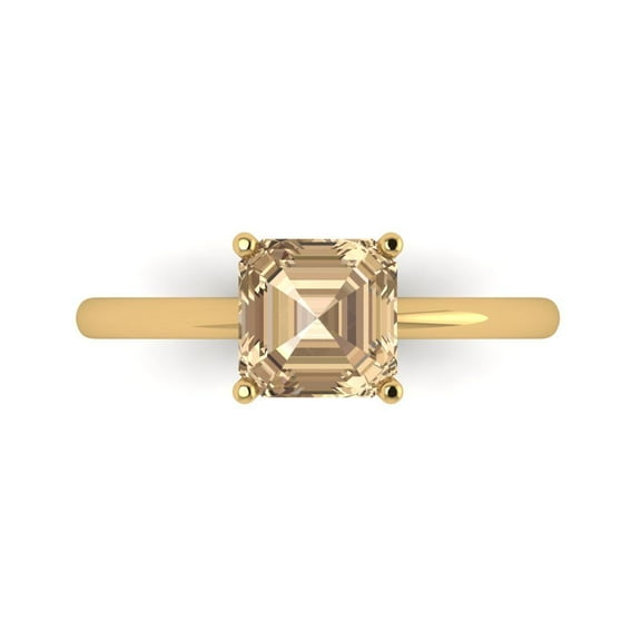 Clara Pucci 14K Yellow Gold 1.5ct YellowMoissanite Solitaire Ring for Women