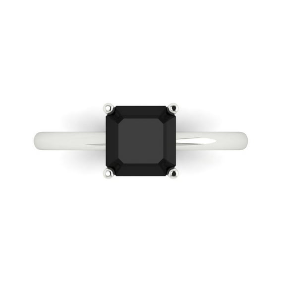 Solitaire Engagement Ring for Women - 1.5ct Natural Onyx in 14K White Gold Promise Ring