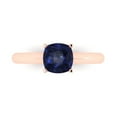 thumbnail image 1 of Solitaire Engagement Ring for Women - 1.5ct Simulated Blue Sapphire in 14K Rose Gold Promise Ring, 1 of 7