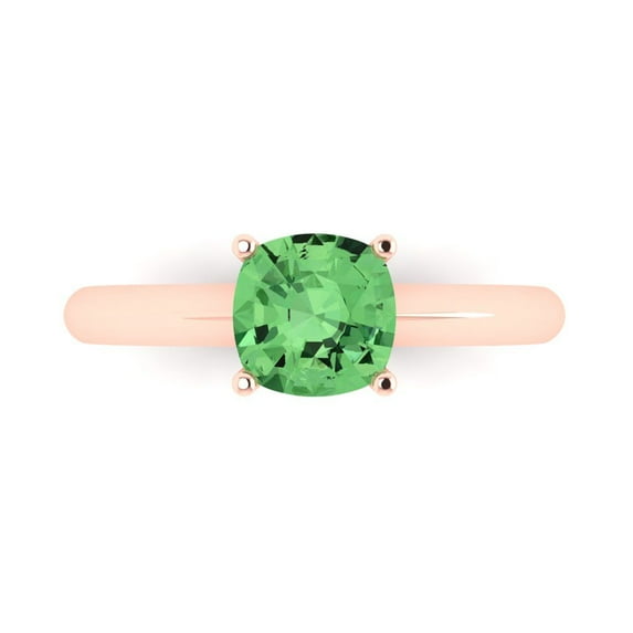 Solitaire Engagement Ring for Women - 1.5ct Simulated Green Diamond in 14K Rose Gold Promise Ring