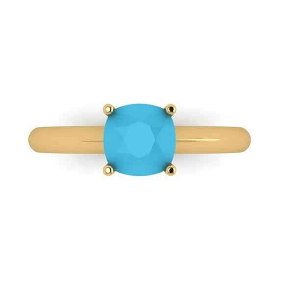 Solitaire Engagement Ring for Women - 1.5ct Simulated Turquoise in 14K Yellow Gold Promise Ring