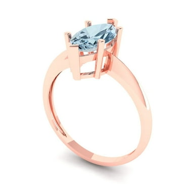 1.5 ct Brilliant Marquise Cut VVS1 Natural Aquamarine 14k Rose Solid Gold Solitaire Wedding Bridal Anniversary Engagement Ring size 7