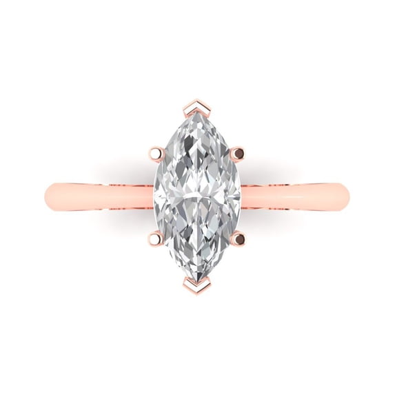 Solitaire Engagement Ring for Women - 1.5ct White Sapphire in 14K Rose Gold Promise Ring