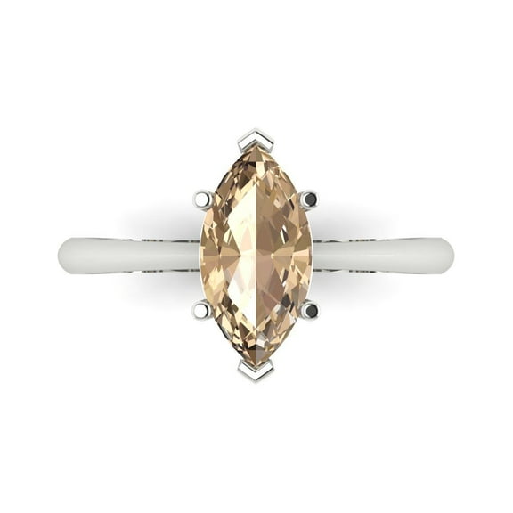 Solitaire Engagement Ring for Women - 1.5ct Yellow Moissanite in 14K White Gold Promise Ring