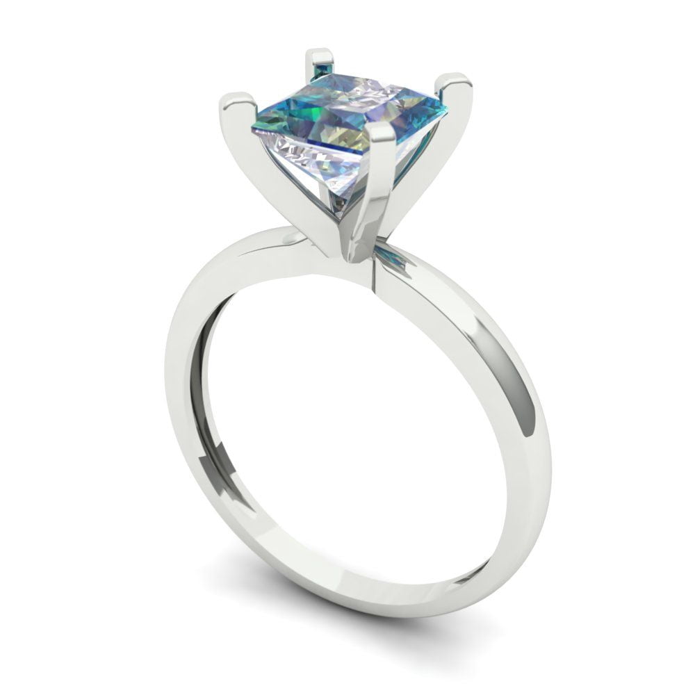 Clara Pucci 14K White Gold Princess Cut CZ Bridal Band - 3.85 Ct Simulated Diamond Ring - View #4