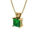 thumbnail image 1 of 1.5 ct Brilliant Princess Cut Solitaire Emerald 18K Yellow Solid Gold Everyday Affordable Designer Necklace Pendant with 16" Chain, 1 of 6