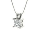 thumbnail image 1 of 1.5 ct Brilliant Princess Cut Solitaire Synthetic Moissanite 18K White Solid Gold Everyday Affordable Designer Necklace Pendant with 18" Chain, 1 of 6