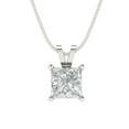 thumbnail image 1 of 1.5 cctw White Sapphire White Gold Plated Pendant with 16" Box Chain (6.5mm, Princess Cut), 1 of 6