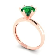CLARA PUCCI 1.5 ct Brilliant Round Cut VVS1 Clear Zircon 18K Rose Solid Gold Solitaire Wedding Bridal Anniversary Engagement Ring size 6.75