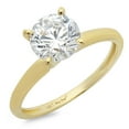 thumbnail image 1 of 1.5 ct Brilliant Round Cut Real Genuine Natural Diamond VS1-VS2 G-H 18K Yellow Gold Solitaire Promise Wedding Statement Engagement Designer Ring size 5.5, 1 of 7
