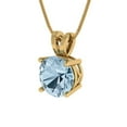 thumbnail image 1 of 1.5 ct Brilliant Round Cut Solitaire Natural Aquamarine 18K Yellow Solid Gold Everyday Affordable Designer Necklace Pendant with 18" Chain, 1 of 6