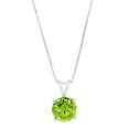 thumbnail image 1 of 1.5 ct Brilliant Round Cut Solitaire Natural Peridot 14k White Gold Pendant with 18" Chain, 1 of 4