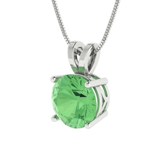 1.5 ct Brilliant Round Cut Solitaire Green Diamond 14k White Solid Gold Everyday Affordable Designer Necklace Pendant with 16" Chain