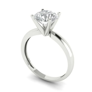 1.5 ct Brilliant Round Cut VVS1 White Sapphire 14k White Solid Gold Solitaire Wedding Bridal Anniversary Engagement Ring size 6.25