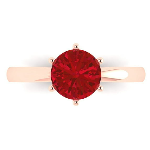 Solitaire Engagement Ring for Women - 1.5ct Simulated Pink Tourmaline in 14K Rose Gold Promise Ring