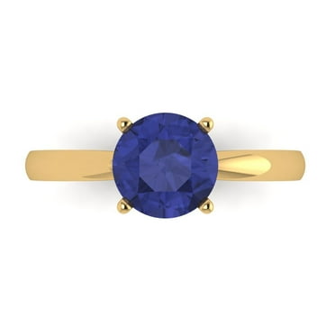 Solitaire Engagement Ring for Women - 1.5ct Simulated Tanzanite in 14K Yellow Gold Promise Ring