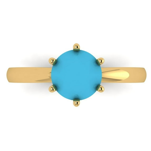 Solitaire Engagement Ring for Women - 1.5ct Simulated Turquoise in 14K Yellow Gold Promise Ring
