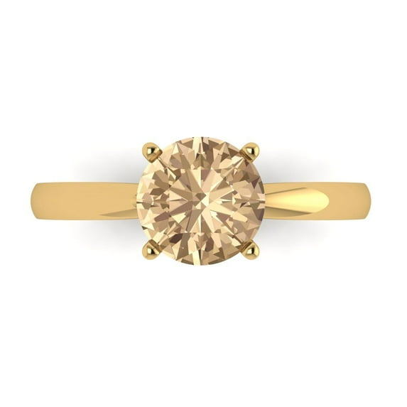 Solitaire Engagement Ring for Women - 1.5ct Yellow Moissanite in 14K Yellow Gold Promise Ring