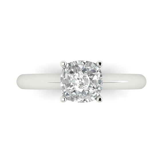 1.5 ct Cushion Cut Moissanite Solitaire Engagement Ring for Women in 18K White Gold