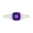 thumbnail image 1 of 1.5 ct Cushion Cut Natural Amethyst Solitaire 14K White Gold Womens Engagement Ring, 1 of 5