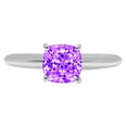 thumbnail image 1 of 1.5 ct Cushion Cut Natural Amethyst Solitaire 18K White Gold Womens Engagement Ring, 1 of 4