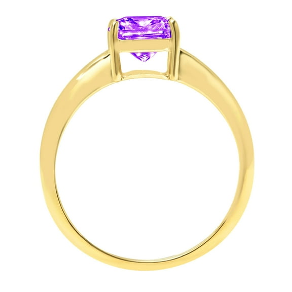 1.5 ct Cushion Cut Natural Amethyst Solitaire Engagement Ring for Women in 18K Yellow Gold