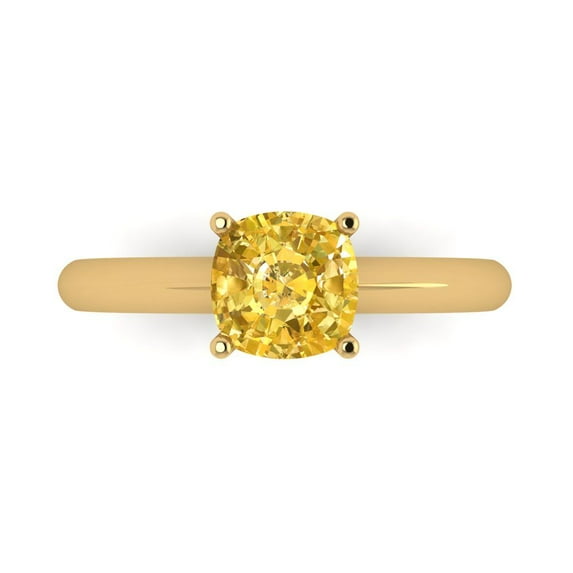 1.5 ct Cushion Cut Natural Citrine Solitaire Engagement Ring for Women in 18K Yellow Gold