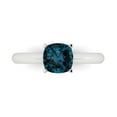 thumbnail image 1 of 1.5 ct Cushion Cut Natural London Blue Topaz Solitaire Engagement Ring for Women in 18K White Gold, 1 of 5
