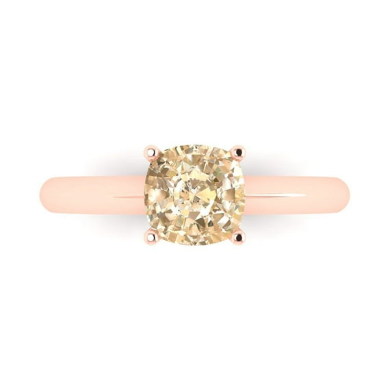 1.5 ct Cushion Cut Natural Morganite Solitaire 18K Rose Gold Womens Engagement Ring