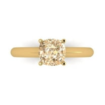 1.5 ct Cushion Cut Natural Morganite Solitaire 18K Yellow Gold Womens Engagement Ring