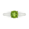 thumbnail image 1 of 1.5 ct Cushion Cut Natural Peridot Solitaire 18K White Gold Womens Engagement Ring, 1 of 6