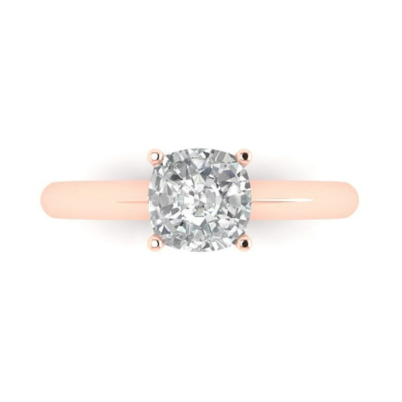 1.5 ct Cushion Cut Simulated Diamond Solitaire Engagement Ring for Women in 18K Rose Gold