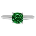 thumbnail image 1 of 1.5 ct Cushion Cut Simulated Emerald Solitaire 18K White Gold Womens Engagement Ring, 1 of 5