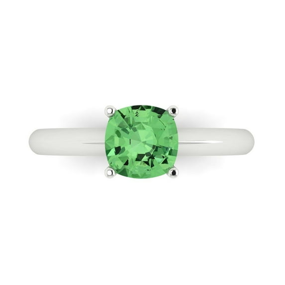 Solitaire Engagement Ring for Women - 1.5ct Simulated Green Diamond in 18K White Gold Promise Ring