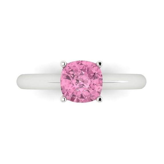 Clara Pucci 14K White Gold 1.5ct Pink Solitaire Ring for Women