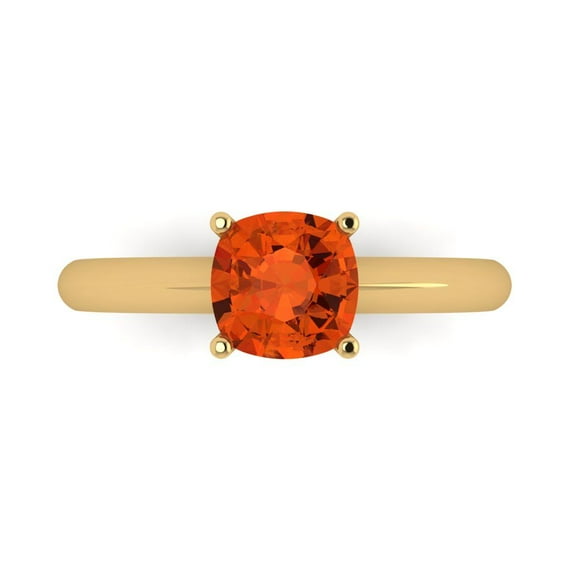 Clara Pucci 14K Yellow Gold Solid Gold Red Solitaire Anniversary Ring for Women - 1.5 cttw Cushion Cut