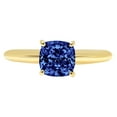 thumbnail image 1 of 1.5 ct Cushion Cut Simulated Tanzanite Solitaire 14K Yellow Gold Womens Engagement Ring, 1 of 3