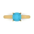 thumbnail image 1 of 1.5 ct Cushion Cut Simulated Turquoise Solitaire 18K Yellow Gold Womens Engagement Ring, 1 of 5