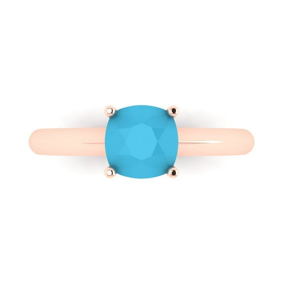 Clara Pucci 14K Rose Gold 1.5ct Turquoise Solitaire Ring for Women
