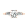 thumbnail image 1 of Clara Pucci 14K Rose Gold Solid Gold Moissanite Three-Stone Anniversary Ring for Women - 1.5 cttw Emerald Cut, 1 of 8
