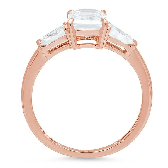 1.5 ct Emerald Cut Moissanite Three-Stone Engagement Ring for Women in 14K Rose Gold