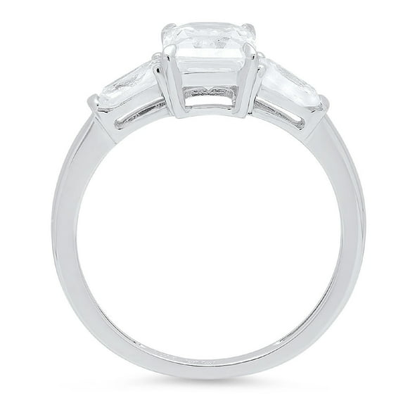 1.5 ct Emerald Cut Moissanite Three-Stone Engagement Ring for Women in 18K White Gold