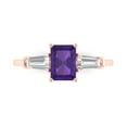 thumbnail image 1 of 1.5 ct Emerald Cut Natural Amethyst Three-Stone Engagement Ring for Women in 18K Rose Gold, 1 of 5
