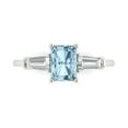 thumbnail image 1 of Clara Pucci 14K White Gold Solid Gold Aquamarine Three-Stone Anniversary Ring for Women - 1.5 cttw Emerald Cut, 1 of 8