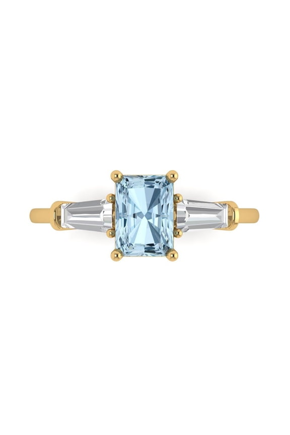 1.5 tcw Natural Aquamarine Cocktail Fashion Ring for Women, 14K Yellow Gold